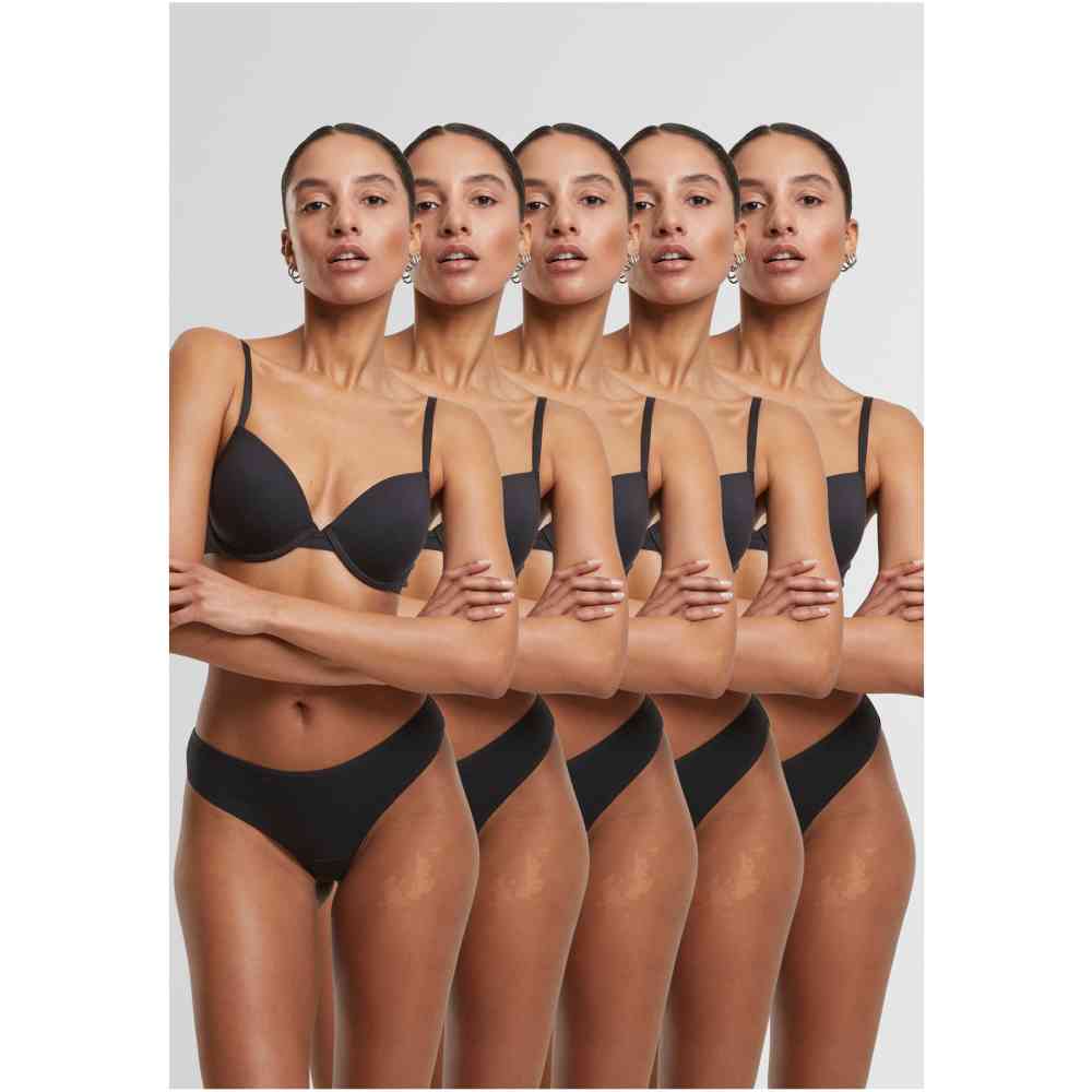 Urban Classics - Basic Cotton Tanga 5Pack String - Zwart